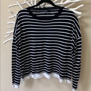 Zara knit navy blue sweater with stripes